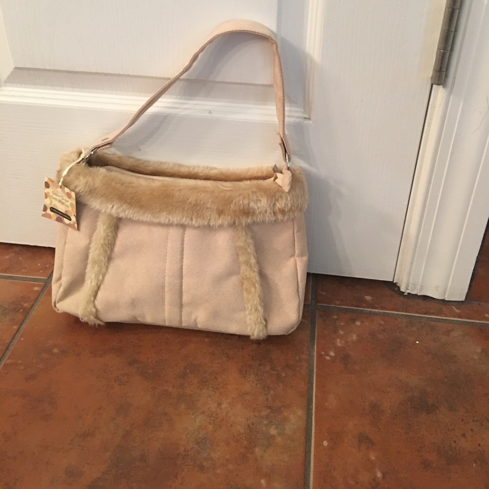 Little petite shearling tan purse
